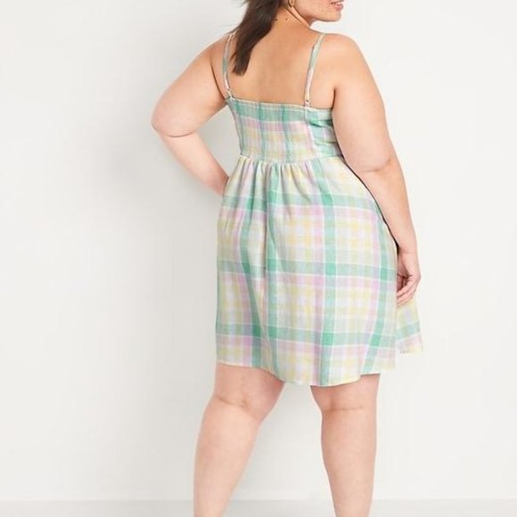 Old Navy Fit & Flare Tie-Front Smocked Printed Mini Cami Dress for Women New - Picture 9 of 9